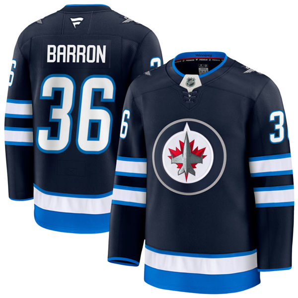 Men's Winnipeg Jets #36 Morgan Barron Fanatics Navy Home Player Jersey